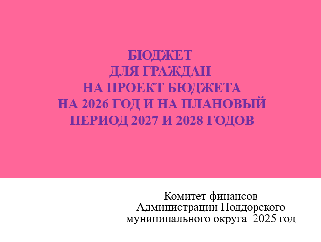 Бюджет для граждан (Проект бюджета Поддорского муниципального округа на 2026 год и на плановый период 2027 и 2028 годов (ПРОЕКТ-презентация).